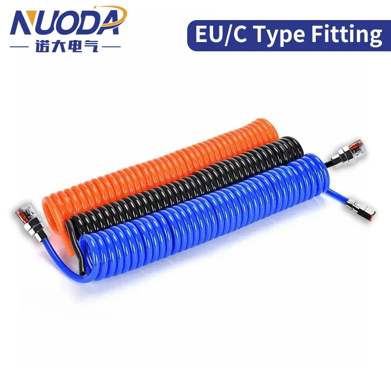 6/9/12/15M PU Air Compressor Hose Tube Flexible Air Tool With Connector Pneumatic Polyurethane Spring Spiral Pipe With joint *mm