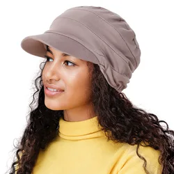Solid Color Hijab Caps With Brim Muslim Stretch Turban Caps Islamic Bonnet Hat Female Headband Turbante Baseball Cap