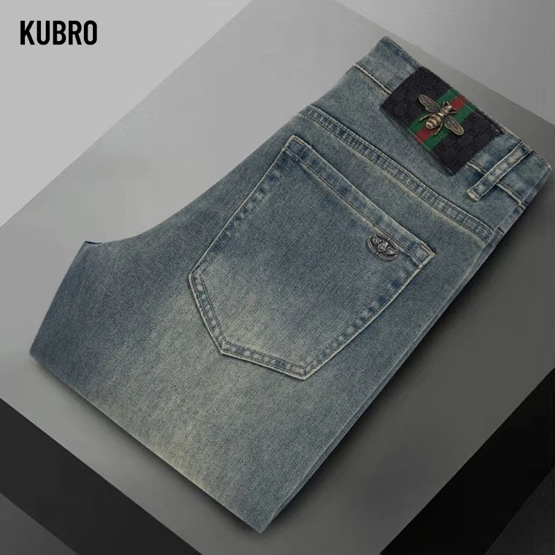 

Fashionable New Style Men's Jeans Stretchable Water-Wash Casual Trousers For Four Season Slim Fit Light Straight-leg Denim Pants