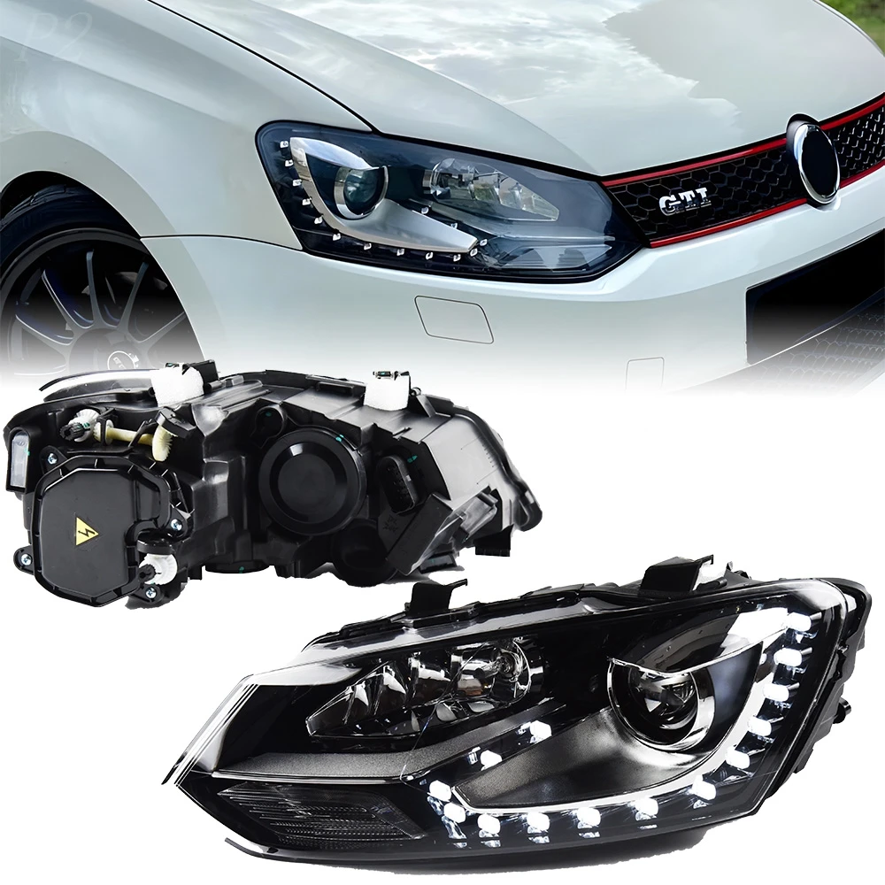 Reflektor dla VW Polo TSI 2011-2018 samochodowa lampa LED DRL Hella автомобильные товары Hid H7 Vento Polo GTI akcesoria samochodowe