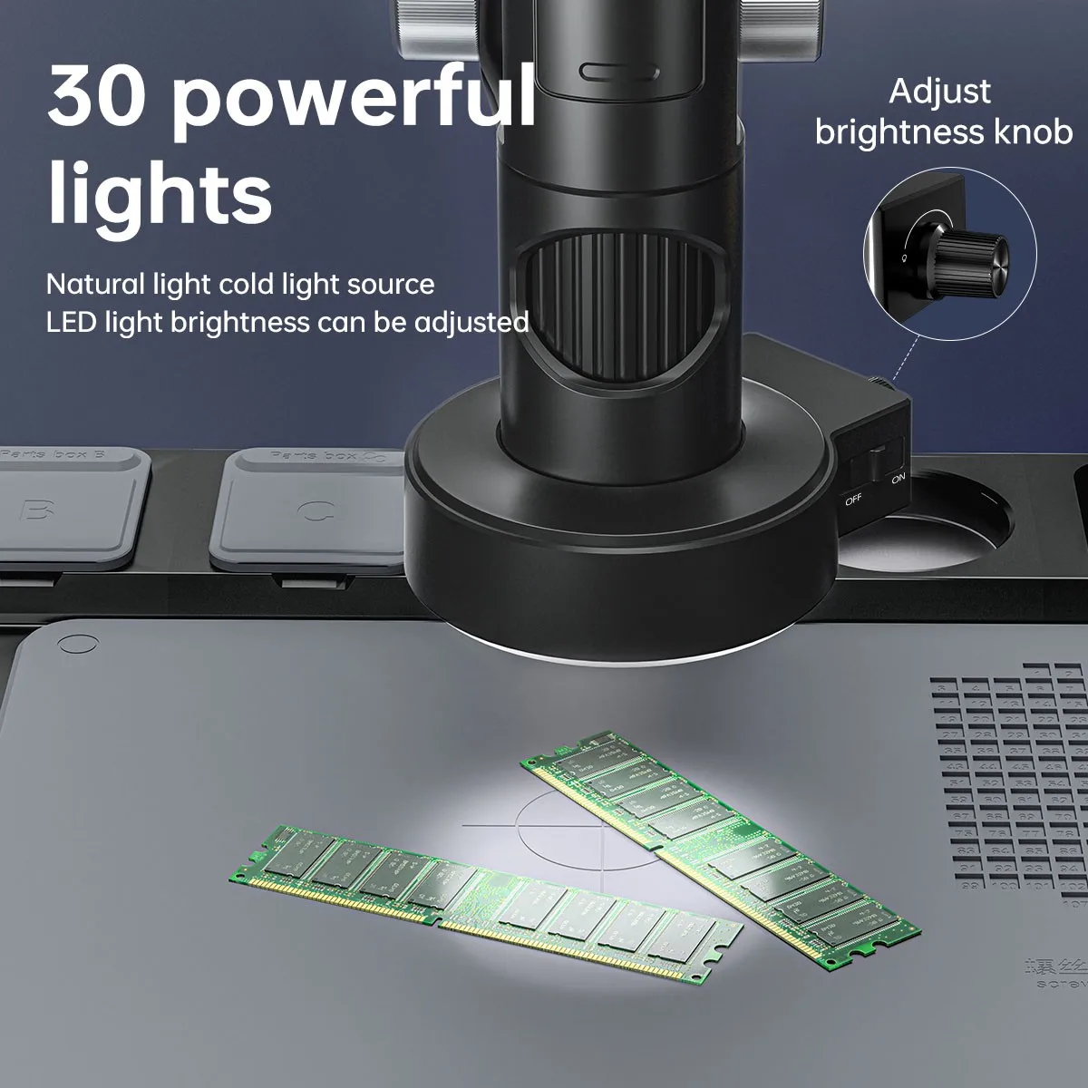 Maxgeek-Caméra de microscope numérique 318A 12MP 1600X, avec lentille finale et écran IPS 7 "pour contrôle tactile