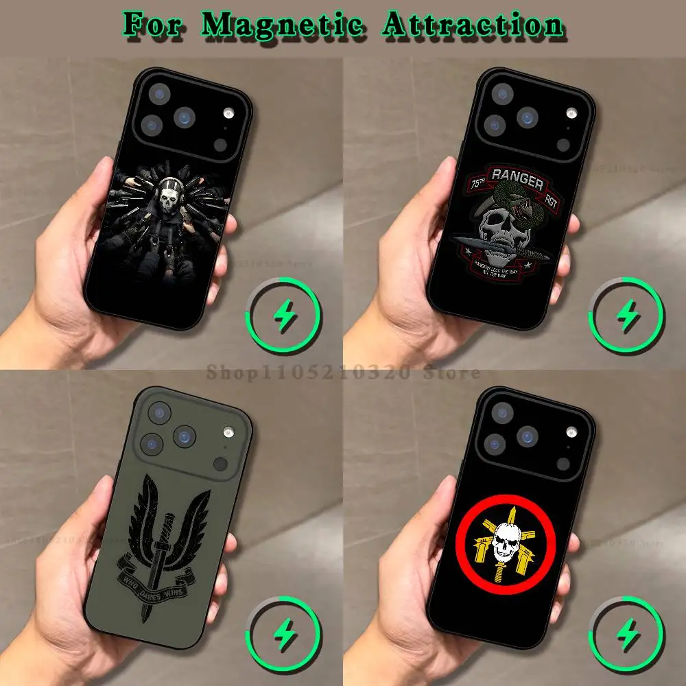 

Army Special Forces Ghost Phone Case For iPhone 17,16,15,14,13,12,11,Pro,Max,Plus,E,Air,Mini Magnetic Magsafe Frosted Clear