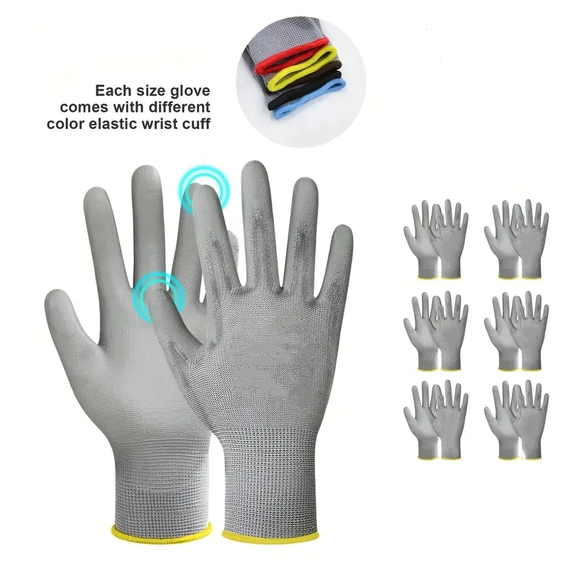 Safety Work Gloves PU Coated Seamless Knit Safety Gloves with Grip for Warehouse Package Handling Construction Gardening Gloves