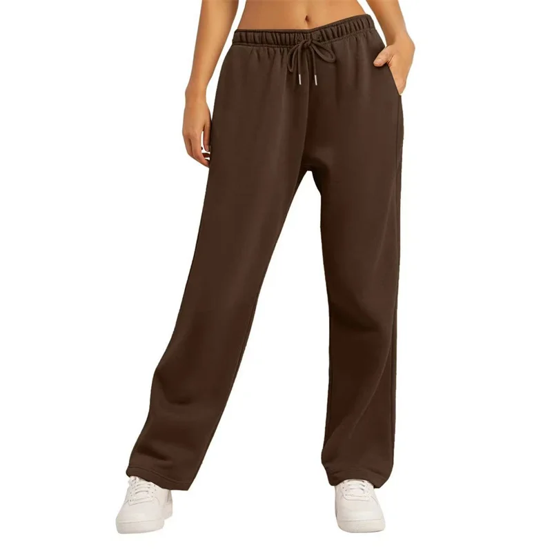 Herbst-Winter Damen Einfarbige Jogginghose, Alltagshose, Damen Weite Hose, Bequeme Lose Hose mit Kordelzug für Damen – Detail 8