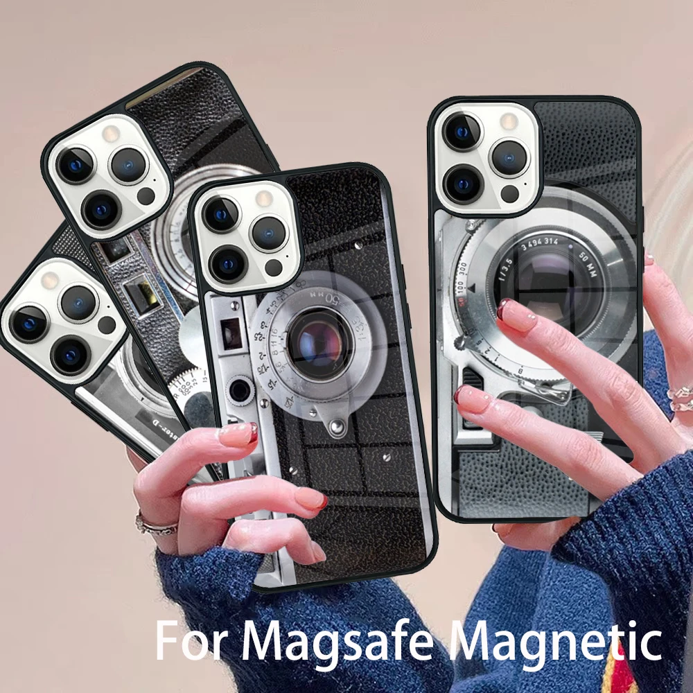 

Retro Camera Vintage Phone Case Magesafe Magnetic Wireless Charge Cover For IPhone 16 11 12 13 14 15 Pro Max Plus Mini