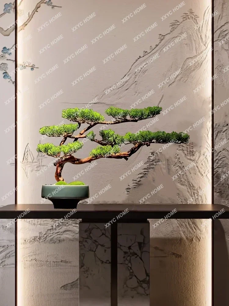 New Chinese Style Artificial Greeting Pine Bonsai Maple Leaf Hotel Club Soft Outfit Home Decorations and Accessories