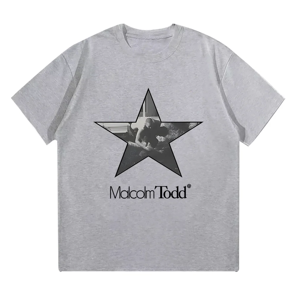 تي شيرت Malcolm Todd Star Logo جرافيك تي شيرت قطني غير رسمي ملابس الشارع الشهير للنساء والرجال بياقة دائرية وأكمام قصيرة Y2k قميص قابل للتنفس