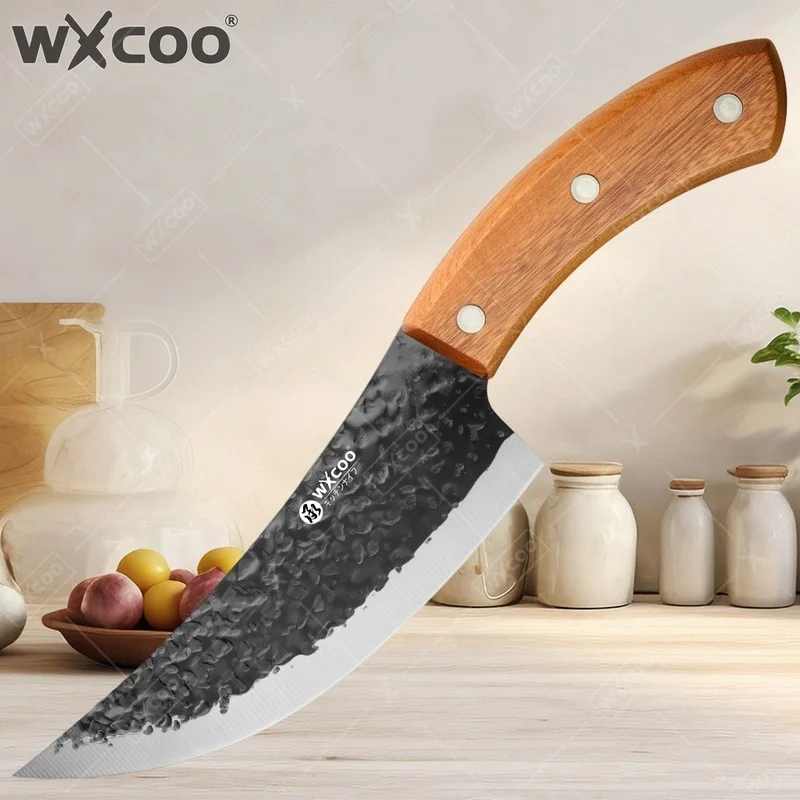 WXCOO Hand Forged Chef Knife for Cutting Vegetables Kitchen Cooking Meat Cleaver Butcher Knife Full Tang