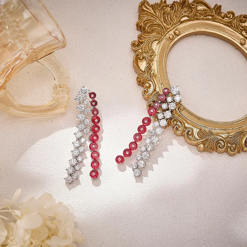 2025 New Trend Classic Brand Starlight Tassel Double Color Earrings Party Light Luxury Fashion Design Gift for Women