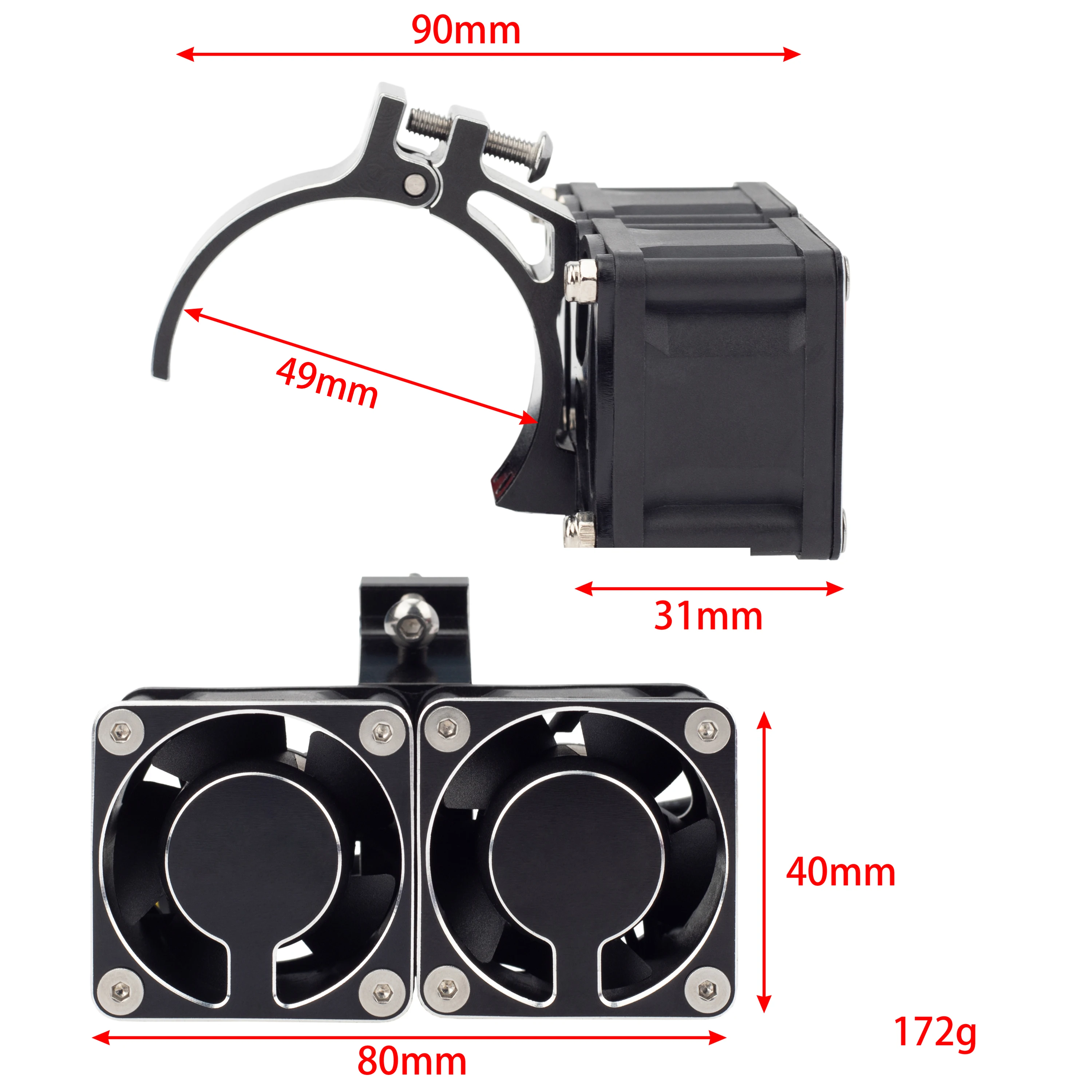 Meus Racing 1/8 1/5 49MM Brushless Motor Heatsink 4028 High Speed Cooling Fan Ajustable Mount for ARRMA 1717 4985 Motor