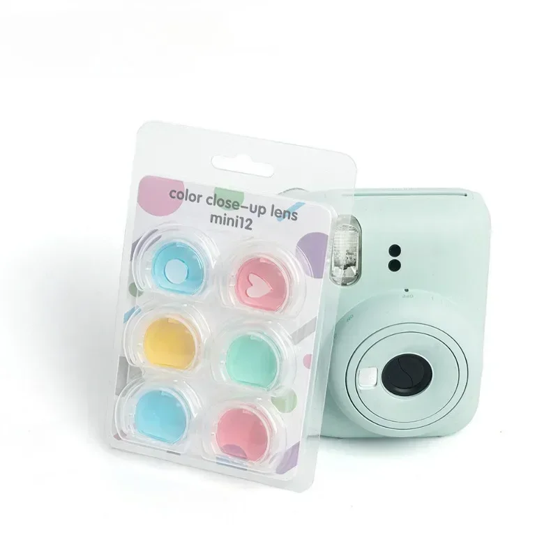 Lente colorida para fujifilm instax mini 12 câmera instantânea, filtro de cor, espelho, acessórios fotográficos, 1 conjunto