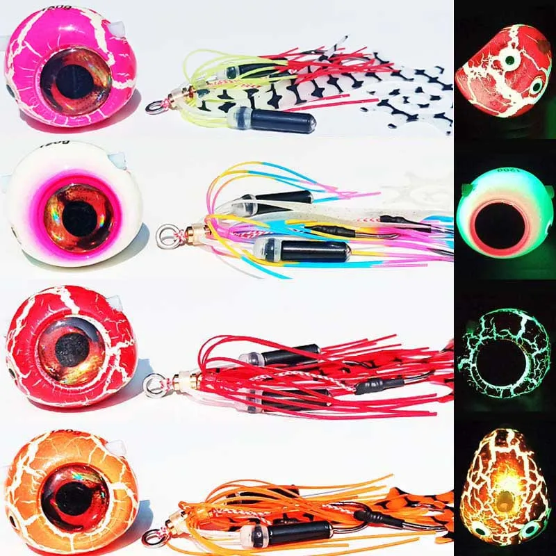 250g/150g/120g/100g/80g/60g/40g Glow Lumious Kabura Pesca Slider Snapper/Sea bream Jig head with skirt jigging lure sea jig boat