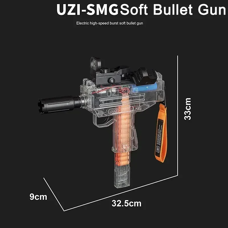 Gorący elektryczny pistolet maszynowy z miękką kulą UZI Model pistoletu zabawkowego Strzelanie pistolet zabawkowy Zabawki na zewnątrz dla dzieci