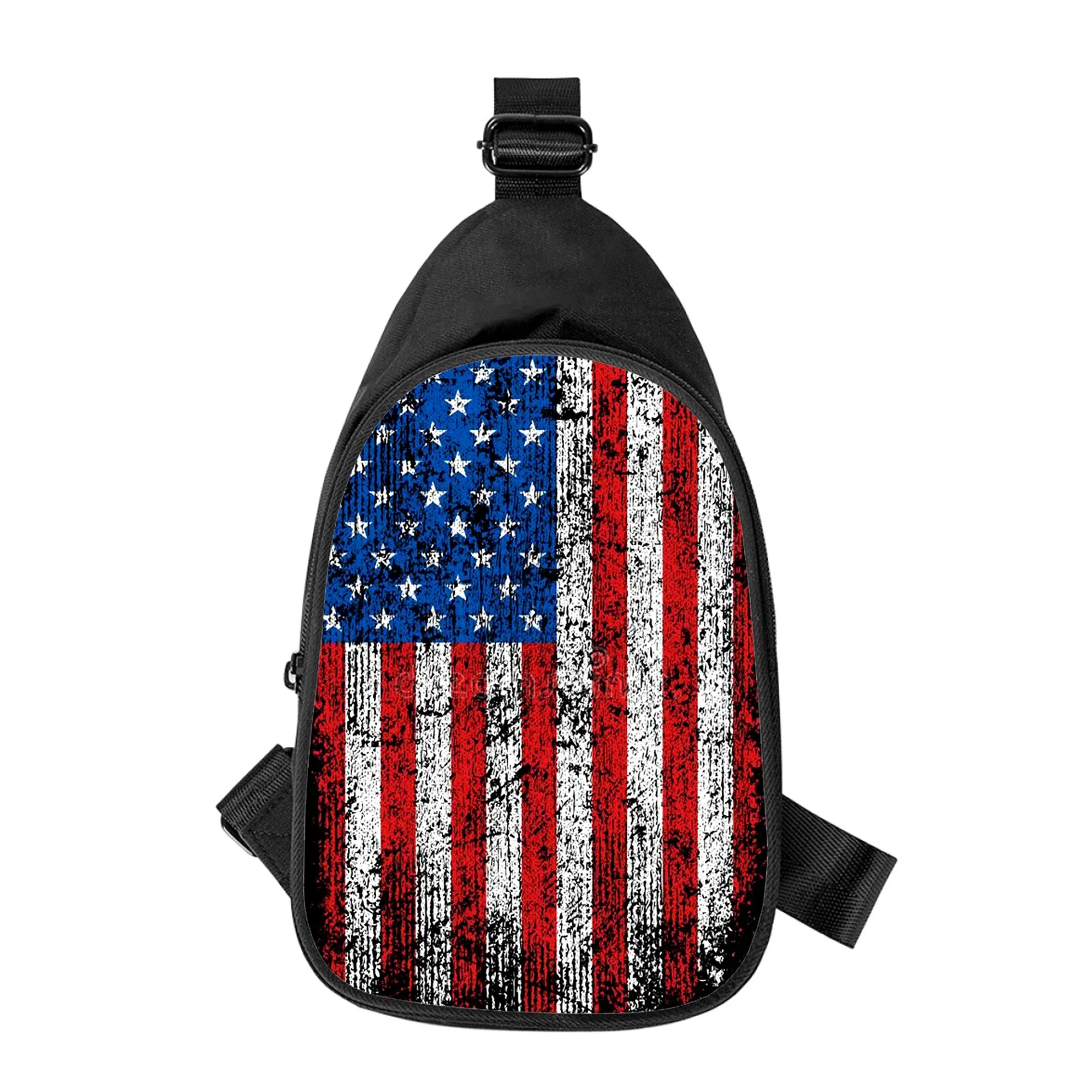 Bandeira americana dos eua impressão 3d novos homens cruz saco de peito diagonalmente feminino bolsa de ombro marido escola pacote de cintura masculino pacote de peito