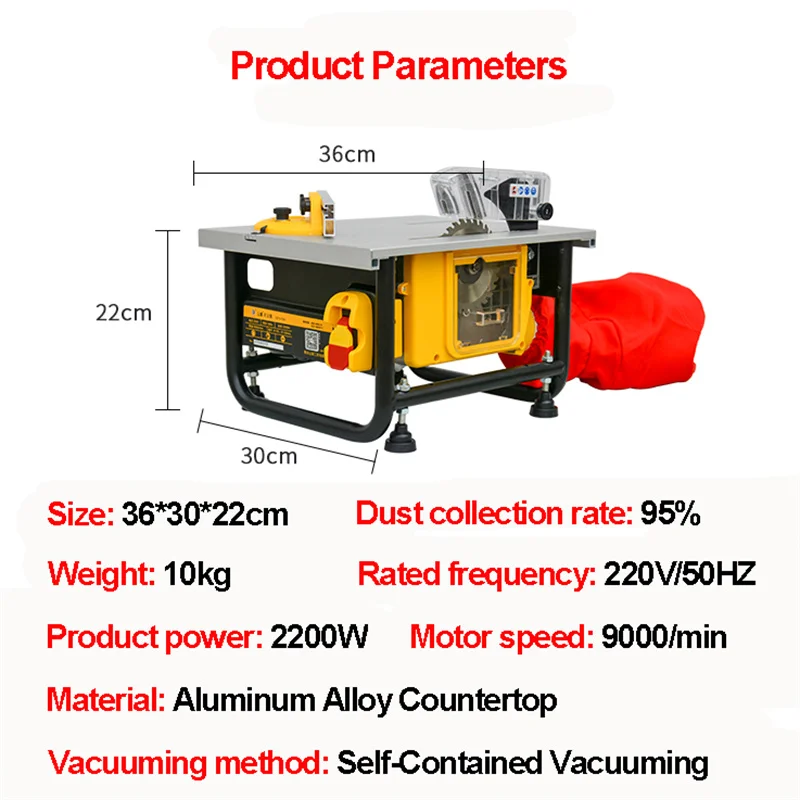 Small Dustproof Cutting Saw Solid Wood Composite Panel Timber Cutting Saw Portable Precision Adjustable Cutting Machine