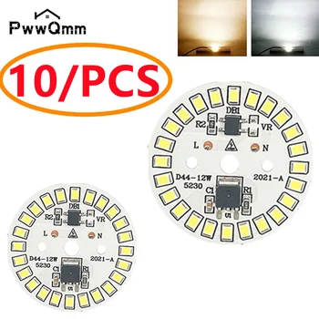 PwwQmm 10 ชิ้น/ล็อตชิป LED 15W 12W 9W 7W 5W 3W ไม่จําเป็นต้องไดร์เวอร์ AC 220 V-240 V SMD 2835 เย็นสีขาวรอบโคมไฟลูกปัดสําหรับหลอดไฟ