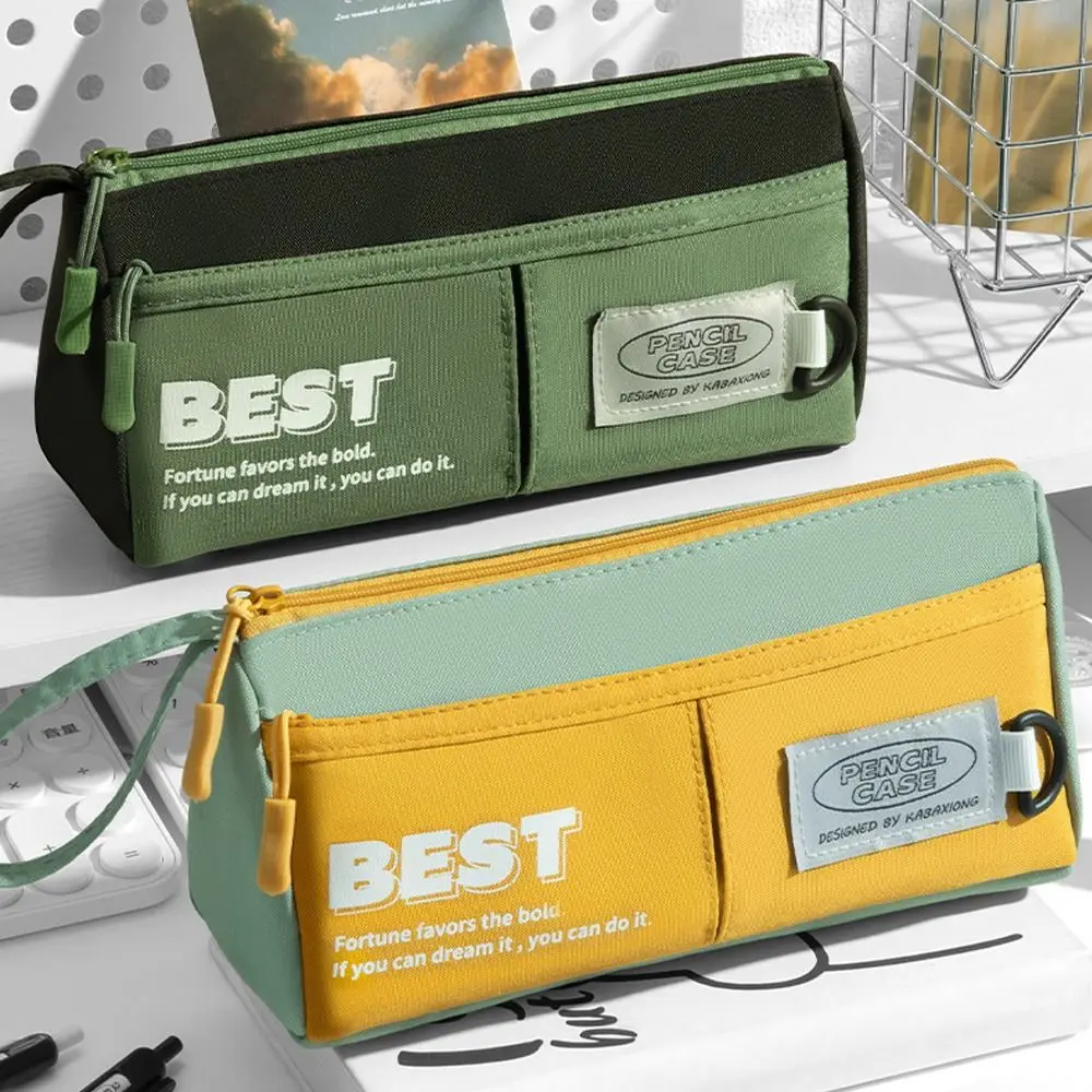 Mode 2-laags etui, draagbare pennenzak met gladde ritssluiting, grote capaciteit, briefpapier-organizer, studententas