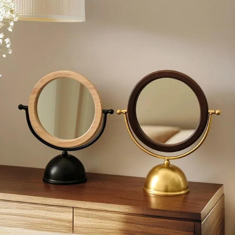 

Home Desktop Desktop Decorative Mirror Bedroom Makeup Mirror Retro Wrought Iron Bracket Mirror Home Decoration Ornament
