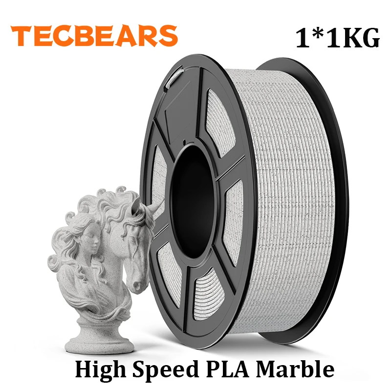 TECBEARS Marble PLA 3D Drucker Filament 1KG Multi Color High Speed PLA Marble Texture 1.75mm Neatly Wound Fit Most FDM Printers