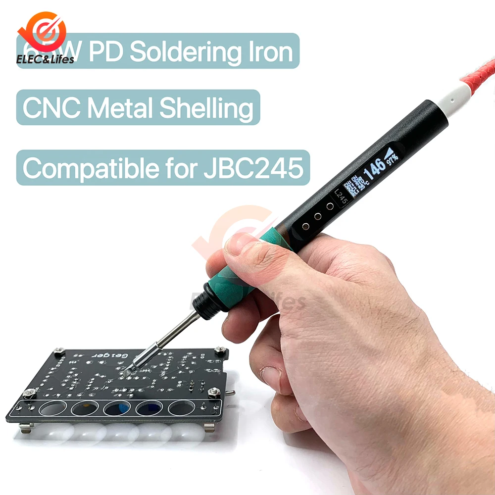 65W Smart Electric Soldering Iron Type-C USB DC+PD Dual Power Supplying Temperature Adjustment CNC Soldering Station For JBC245