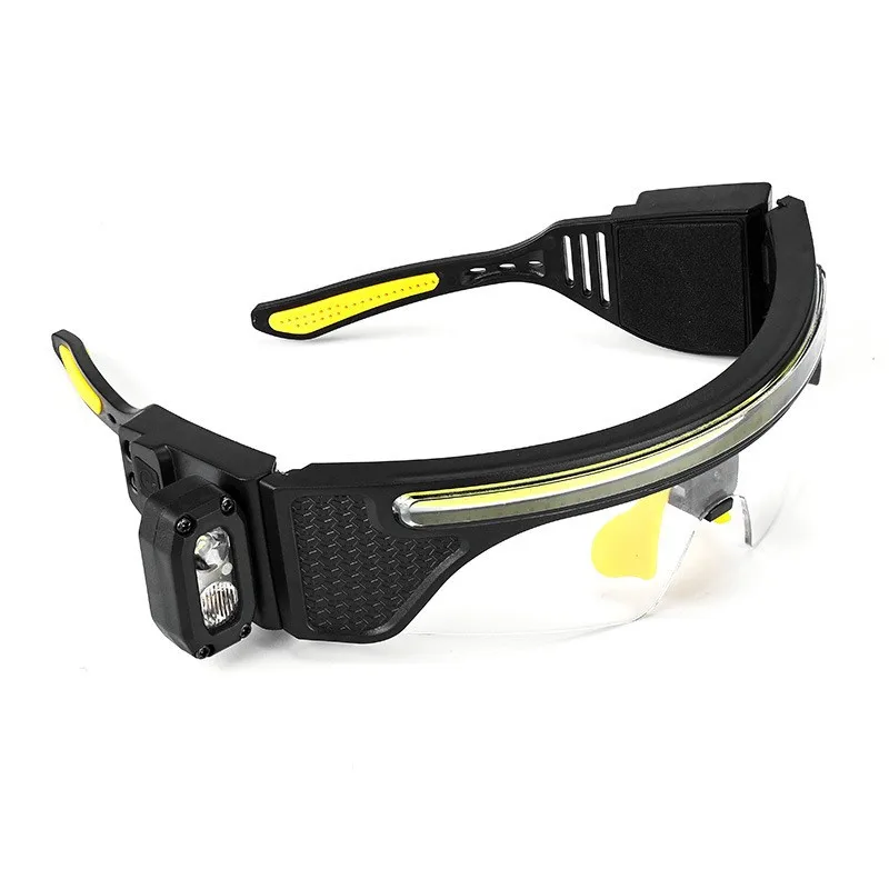 8 Modes Memory F Unction Rechargeable LED Safety Glasses Light with Motion Sensor COB Work Light and 3 Interchangeable Lenses