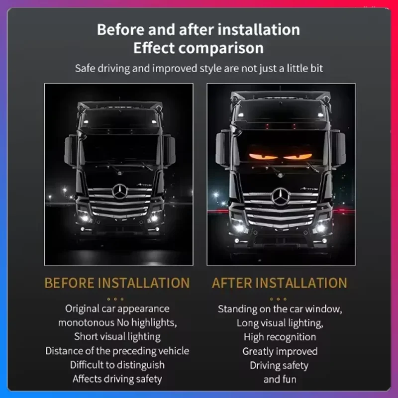 Led Eyes for Truck DIY Custom Text Pattern Programmable Display Truck Car Devil Eye App Control Scrolling Advertising LED Sign