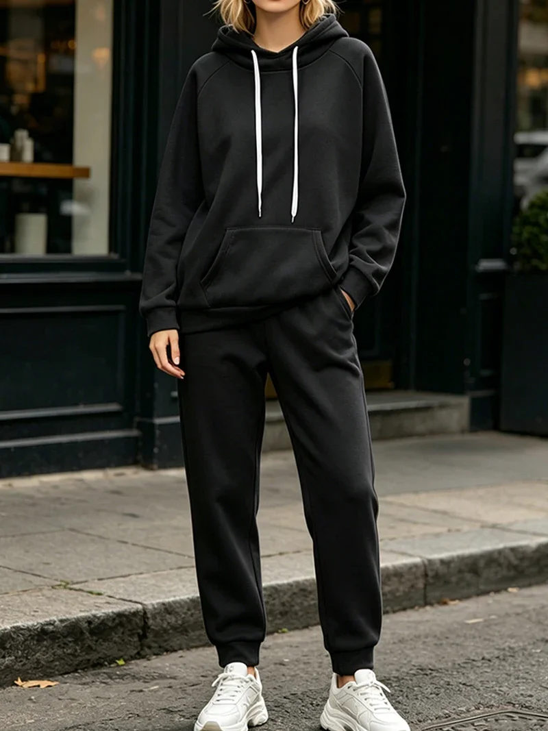 Hot Sales Women's Tracksuit Casual Hooded Sweatshirts 2 Pcs Sets Outdoor Jogging Sports Clothing Autumn Winter Woman Pants Suit