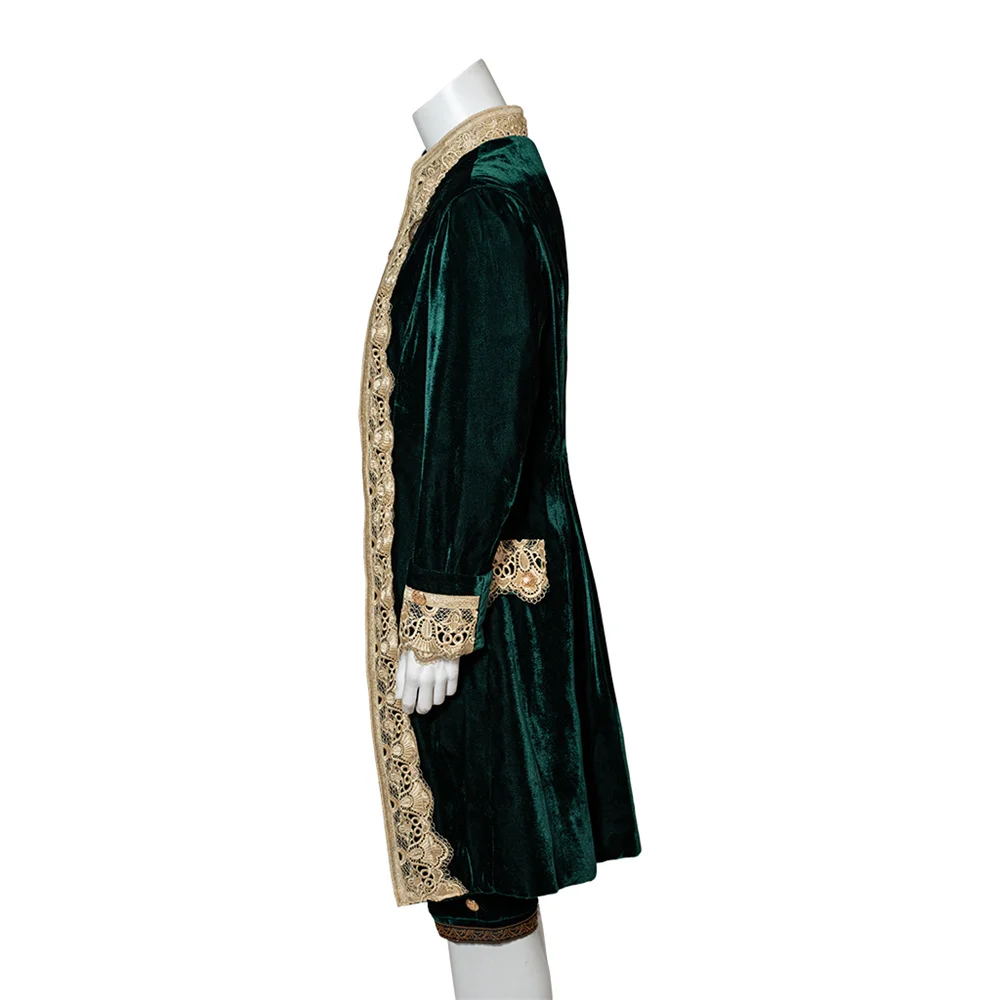 1790s Men's  Colonial French Historical Tuxedo Retro Victorian Baroque Rococo Luxury Tailcoat Costume Noble Court  Green King Su
