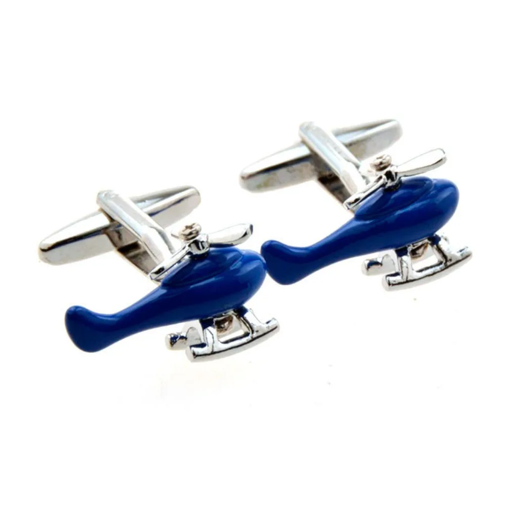 2PCS Fun Cartoon Airplane Painted Cufflinks Pilot Style for Men Women Direct Trendy  Playful Fashion Accessory
