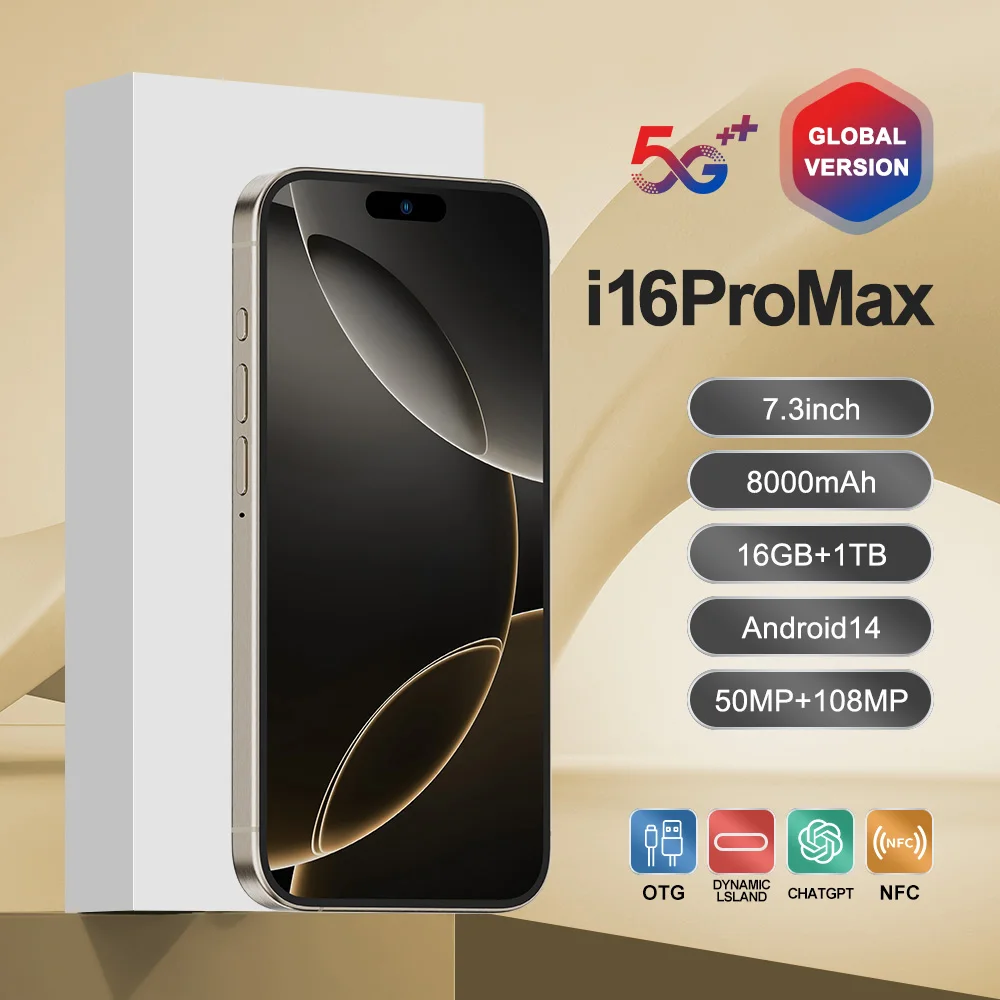 Original 5G Smartphone For 16 Pro Max Smart Phone i16 15 16G 1TB Mobile Phone Dropshipping Unlocked Cheap telefono inteligente