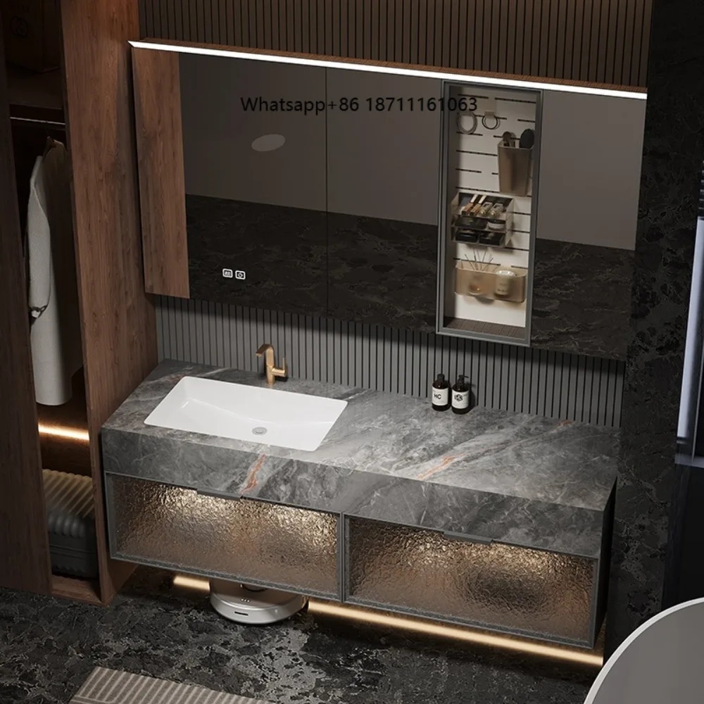 Modern Style Wall Mounted Solid Wood Bathroom Vanity Sink Cabinet with Ceramic Water Resistant Eco-Friendly Bedroom