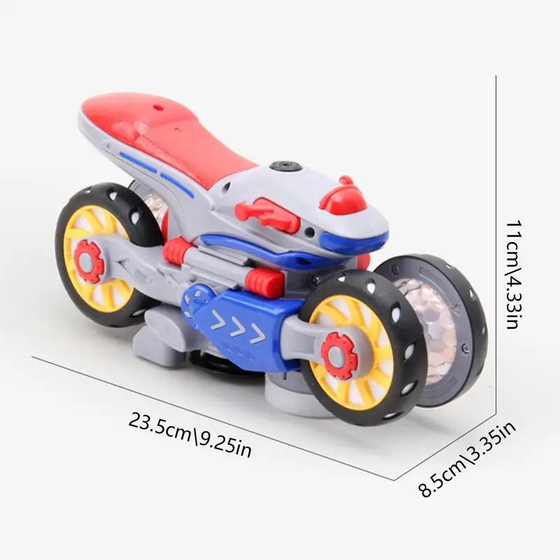 Stunt Motorcycle Toy 360 Degree Rotating Stunt Electric Motorcycle Transform With Music 4 Wheels Motorcycle Toys For Boys Kids