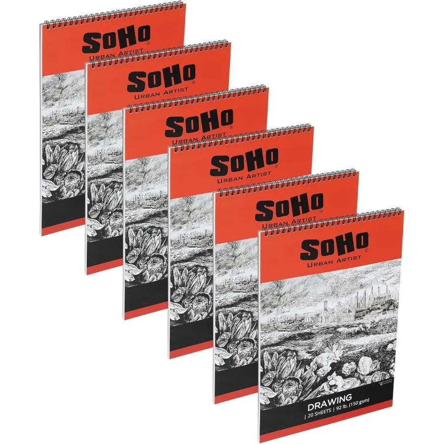 

Softcover Drawing Pad 18x24 6 Pack 144 Sheets - 92 lb. 150gsm Drawing Paper Pads for Artists Travel Illustrations and More