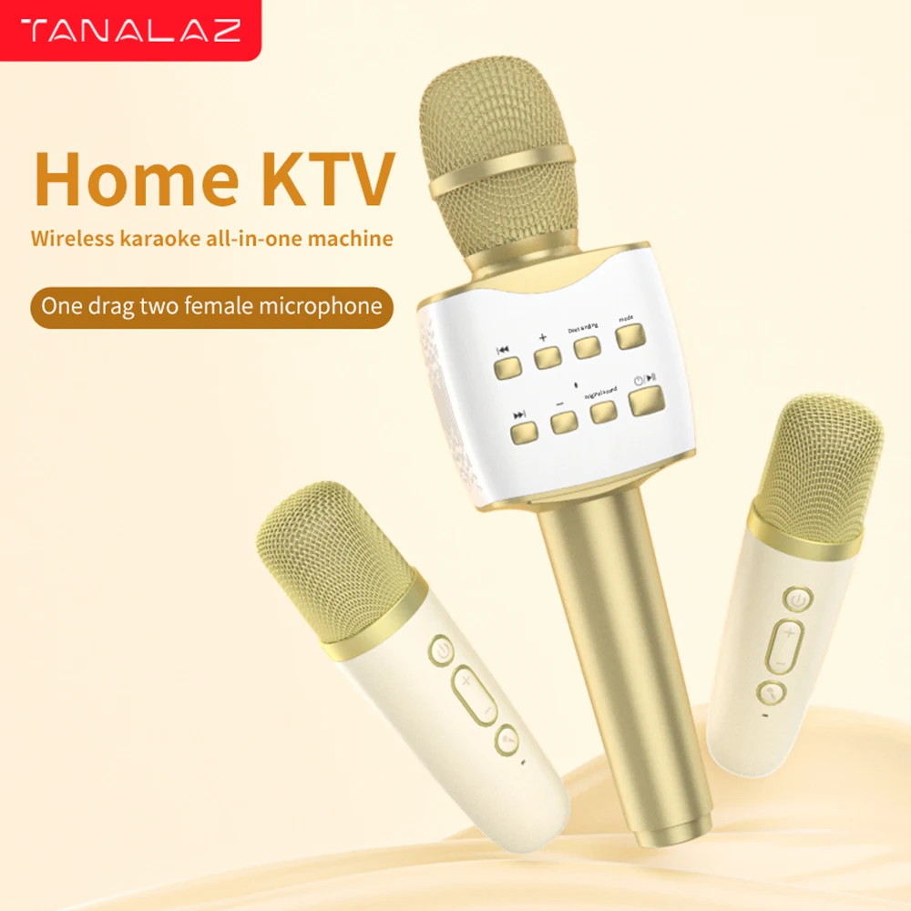 TANALAZ K56 Karaoke Microphone Bluetooth Wireless Mic Portable Singing Machine with Duet Sing/Record/Play/Reverb Adult/Kid Gift