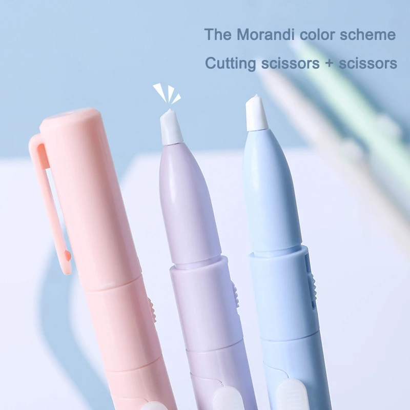 1pc Mini Portable Scissors Paper Cutter Knife 2 In 1 Multifunctional Pocket Pen Shape Scrapbooking Carving Cutting Art Tools