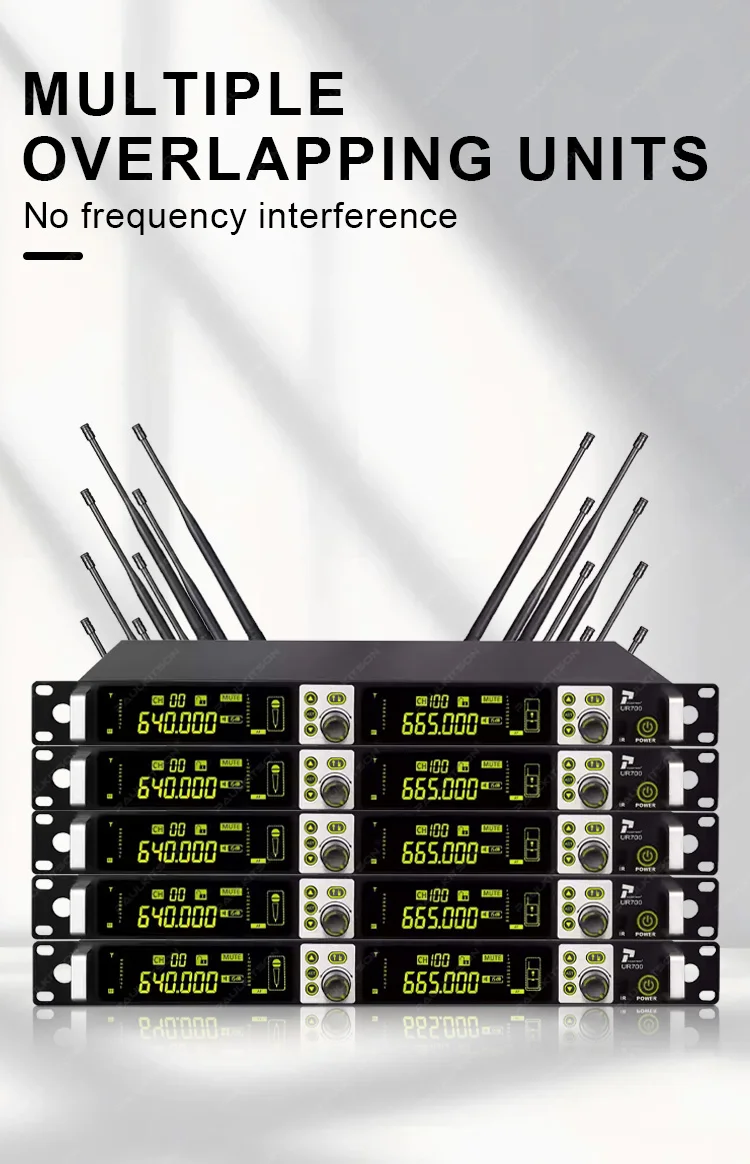 Paulkitson UR700 True Diversity Drahtloses Mikrofonsystem, Dual-Channel UHF 600MHz Dynamisches Handmikrofon für Bands und Gesang – Detail 6