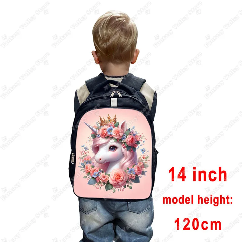 3D Unicorn Flower Print Backpacks Cartoon Unicorn Girls School Bags Children Bookbag Teenager Travel Storage Bag Laptop Backpack