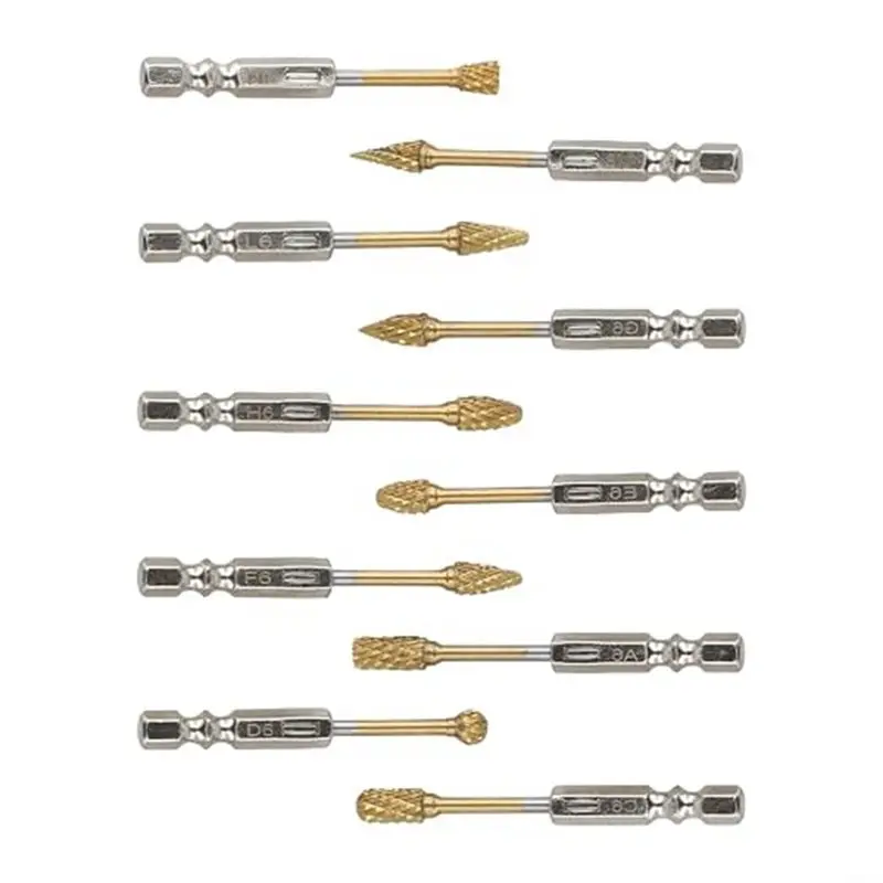 GOOD-Compact Case 10 Pcs Carbide Burr Set For Metal For Wood, 1/4 Inch Shank Grinding-Tool Bit For Engraving Carving Deburring