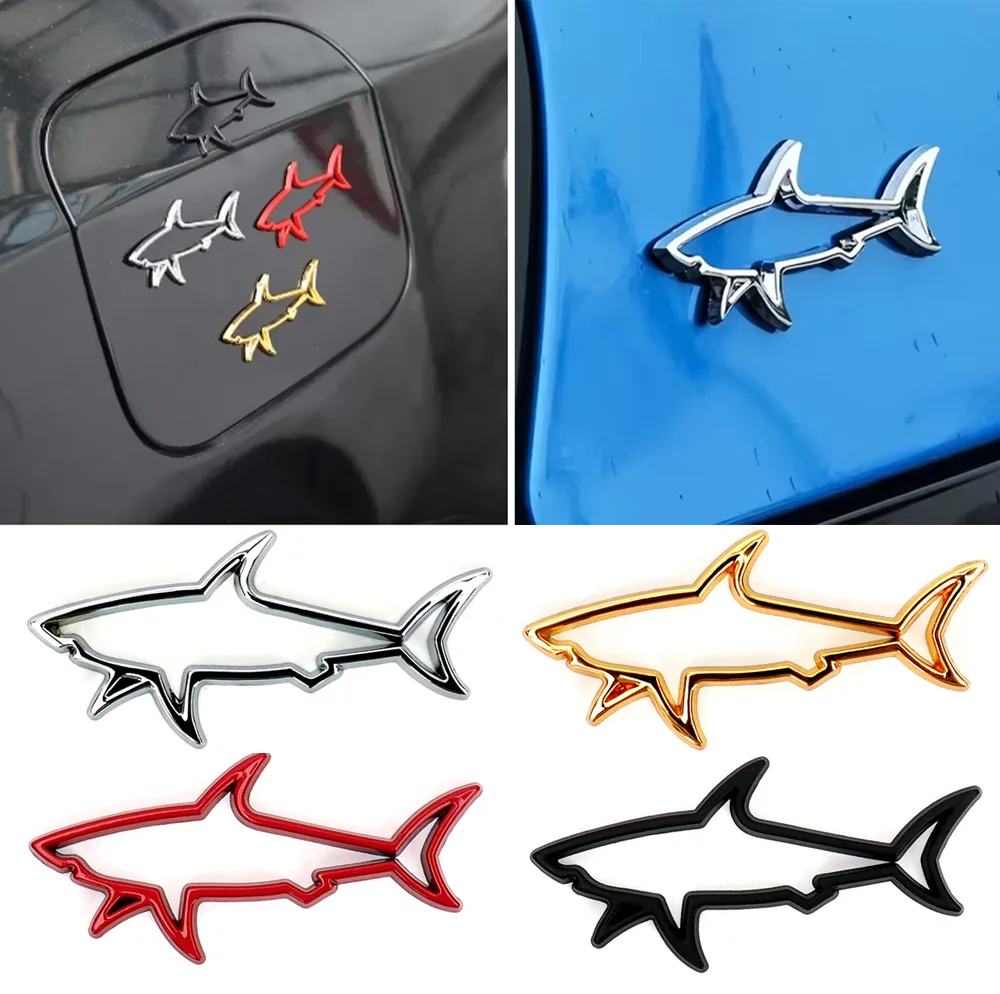 2pcs Car 3D Metal Hollow Shark Styling Sticker Piranha Shark Alloy Emblem Auto Motorcycle Computer Sticker Car AccessoriesDecals