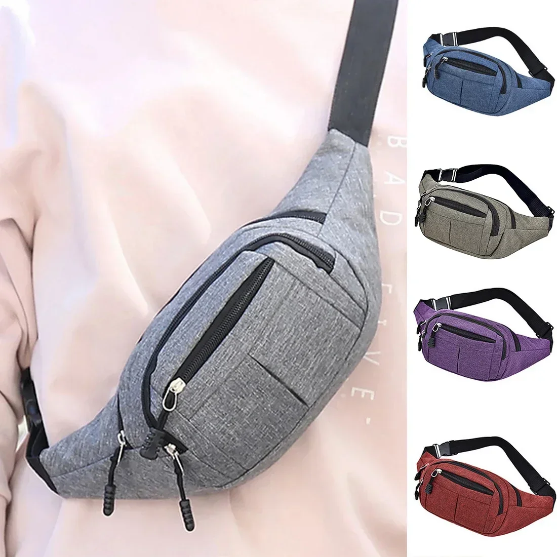 Men Waist Bag Pack Men's Wallet Purse Casual Large Phone Belt Bag Pouch Women Canvas Travel Motorcycle Bag Fanny Banana Bag