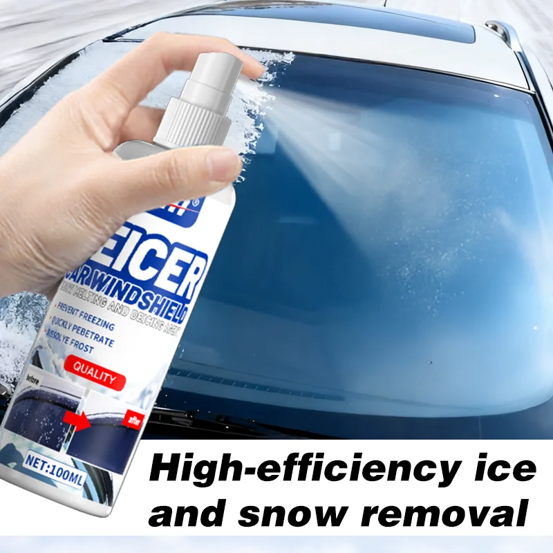 مزيل ثلج الزجاج الأمامي للسيارة الجديد من KJM - إزالة الجليد الفعالة، آمن للزجاج، رذاذ ذوبان الثلج والثلج السريع، ضروري للقيادة في الشتاء