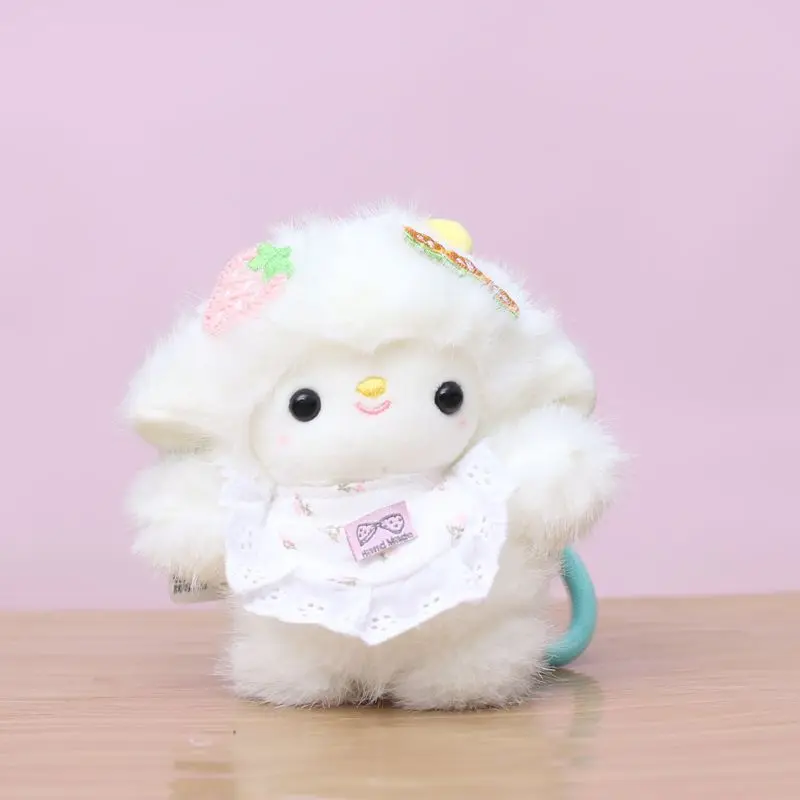 ليتل الأغنام البيضاء قلادة لطيف ألعاب من نسيج مخملي دمية صغيرة الأغنام حقيبة معلقة زخرفة دمية المفاتيح القماش دمية