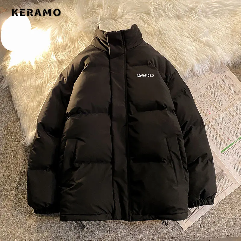 Fleece Thicken Letter Graphic Men and Women Winter Coat Unisex Oversize Parkas Korean Coat Warm Baggy Casual Jackets Feamle Y2K