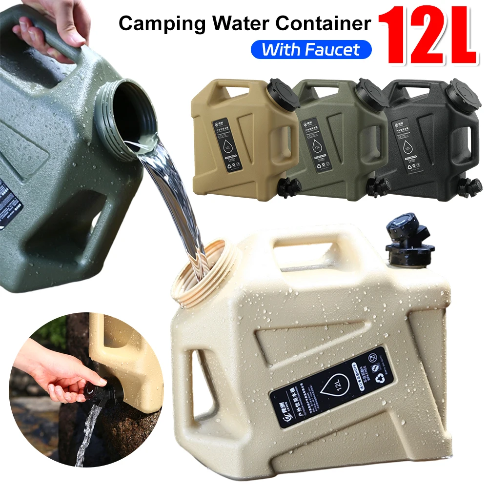 

12л контейнер для воды для кемпинга, уличное аварийное ведро для воды, контейнеры для хранения без утечек, резервуар большой емкости с краном
