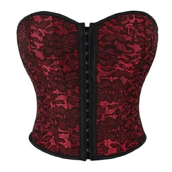 Strapless Off Shoulder Corset Lace Floral Bustier Crop Tops Summer Camisole Underwear Female Slimming Body Shaper Red Blue