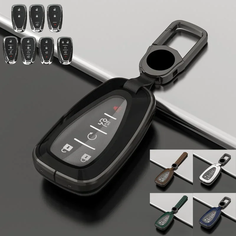 Zinc Alloy TPU Car Remote Smart Key Fob Case Cover Keychain For Chevrolet Chevy Camaro Malibu Cruze Spark Volt Bolt Trax Sonic