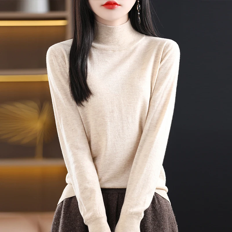 High-quality Spring Women Sweaters 100% Fine Wool Knit Pullovers 2023 Autumn New Thin Soft Woman Cashmere Knitwear Girl Clothes