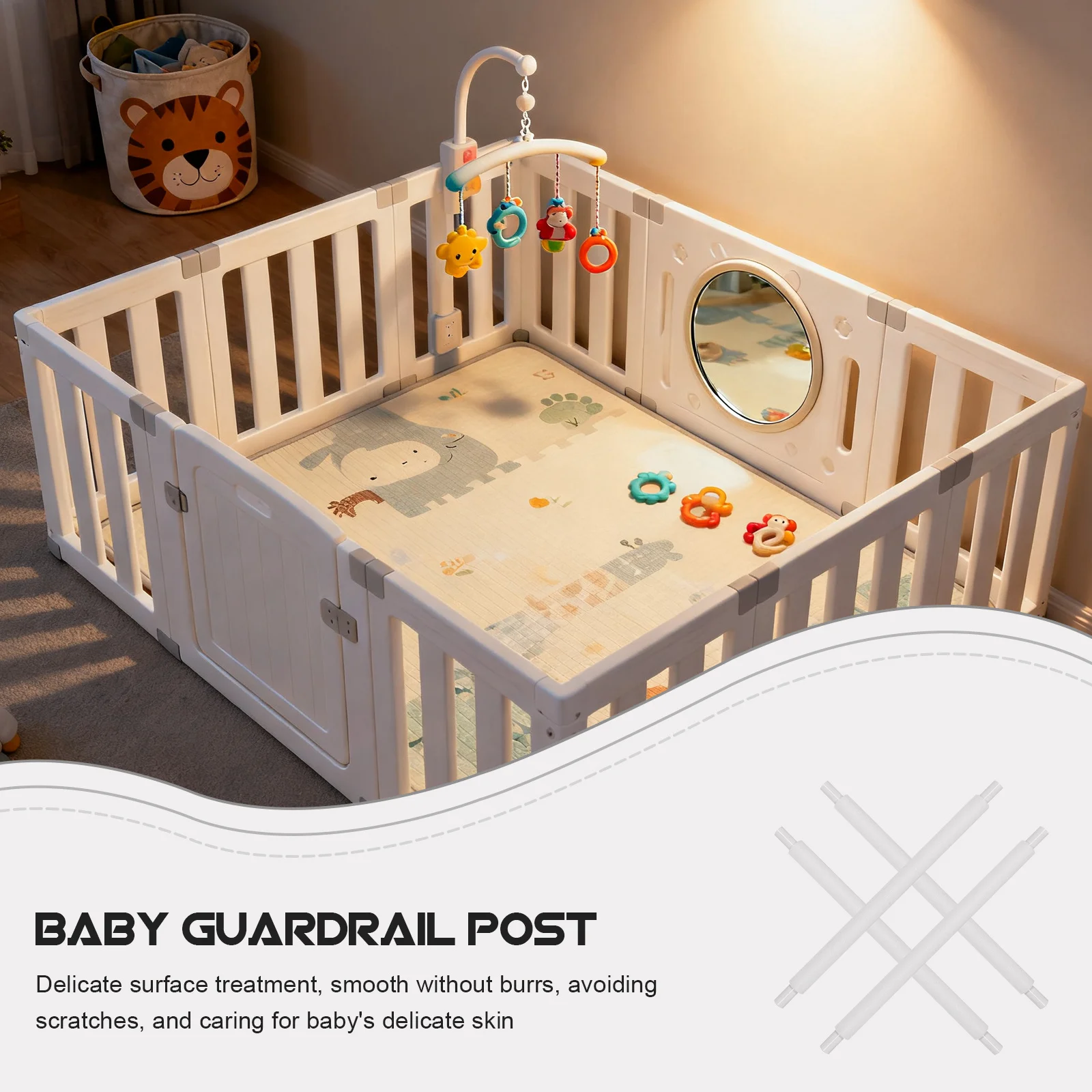 Tubi per recinzione di sicurezza per bambini da 4 pezzi Aste di ricambio in acciaio inossidabile da 22,79 pollici Accessori per la riparazione del bambino, Tubi per telaio del box, Metallo