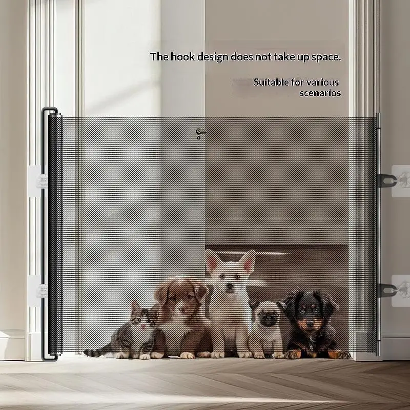 Retractable Baby Pet Gate No Drill Safety Net Fence Child Dog Cat Barrier for Home Stairs Doorways Protection