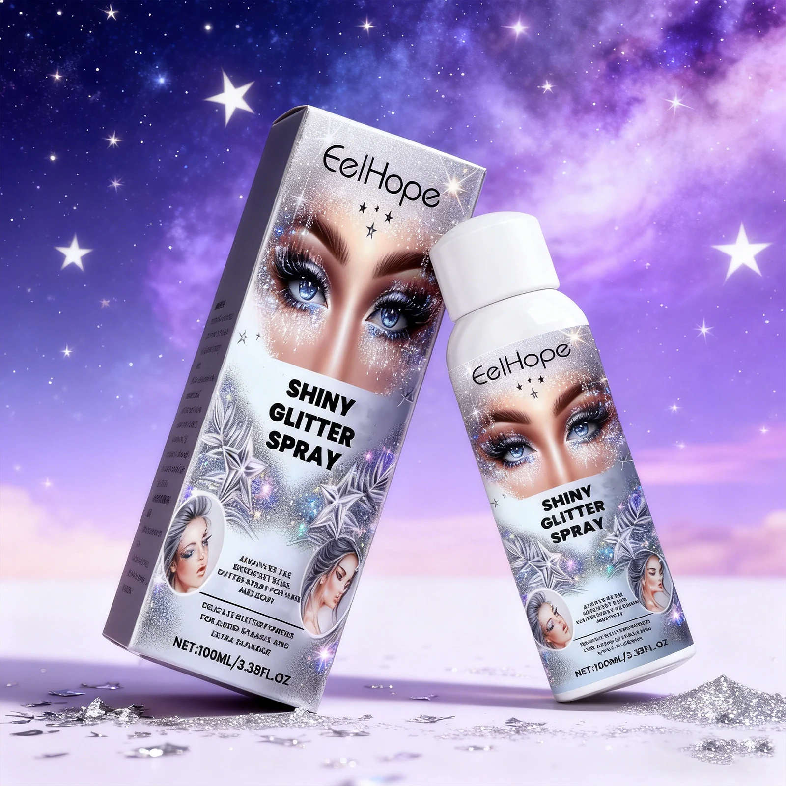 

Multipurpose Body Face Glitter Spray Clothes Highlighter Powder Gloss Spray Shimmering Sparkle Quick Drying Universal Powder